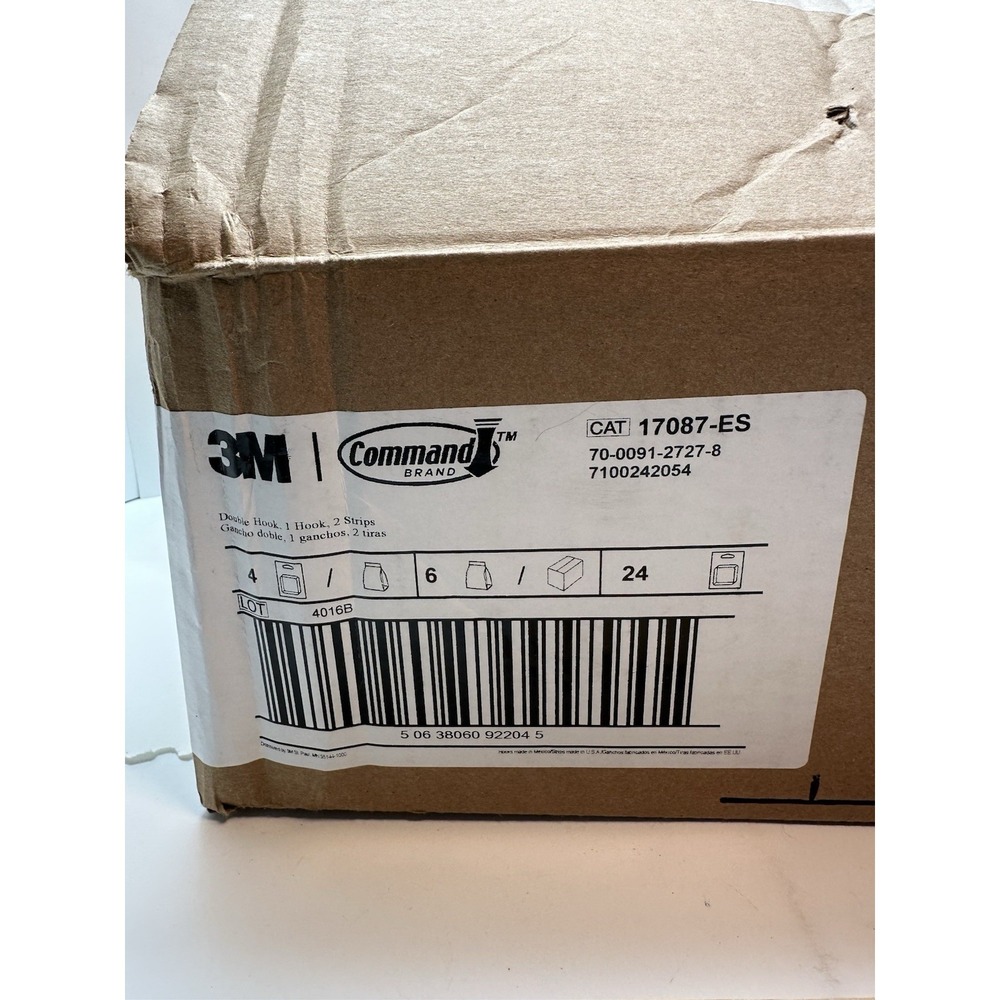 3M Command Double Hook White 2 Hooks on 1 Large 3lb General Purpose Bulk Lot 24
